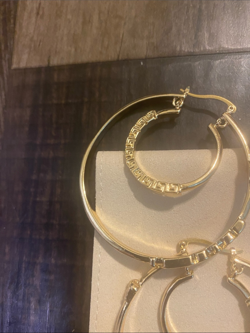 Retro Versace Gold-Tone Double Hoop Earrings - Picture 4 of 5